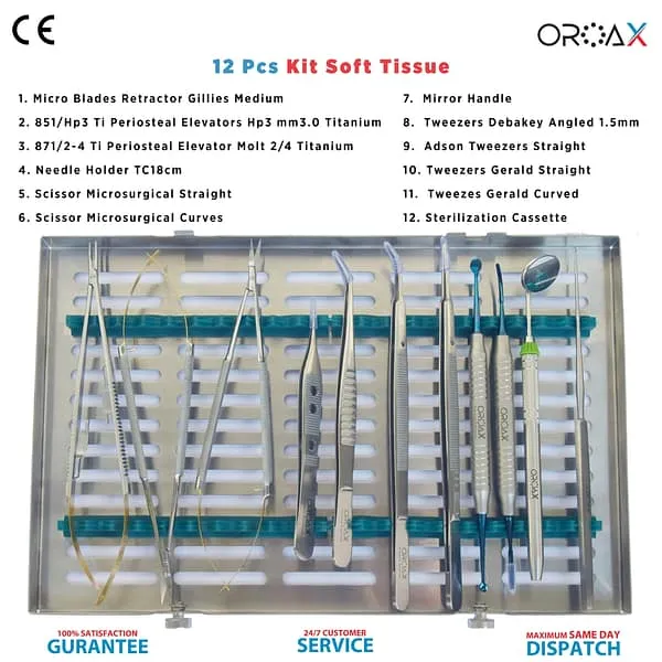 12pcs Soft Tissue Kit Dental Instruments