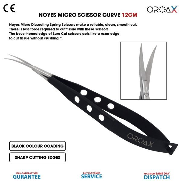Noyes Micro Scissor 12cm Curved Spring Surgical Tools