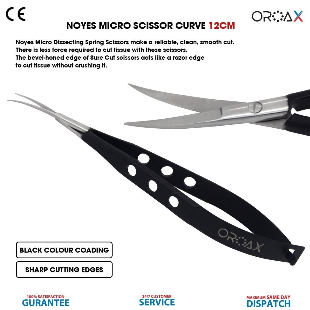 Noyes Micro Scissor 12cm Curved Spring Surgical Tools