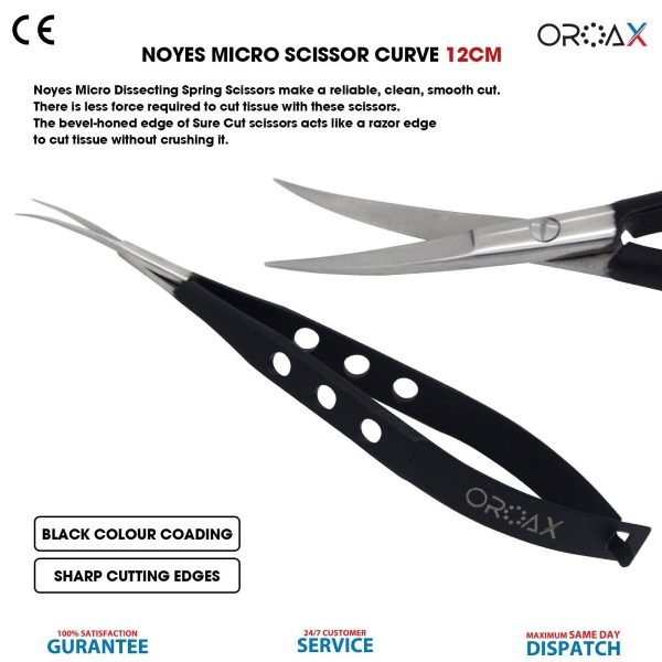 Noyes Micro Scissor 12cm Curved Spring Surgical Tools