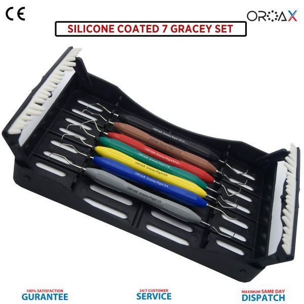 Dental Gracey Curettes Perio Hygienist Scalers Silicone Handle 7pcs