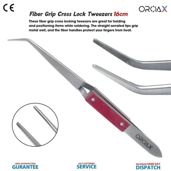 Fiber Grip Cross Lock Tweezer 16cm
