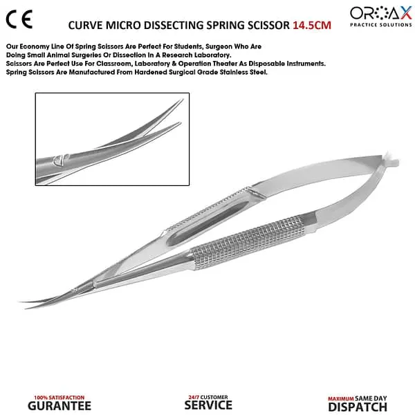 Micro Dissecting Spring Scissor Curved 14.5cm