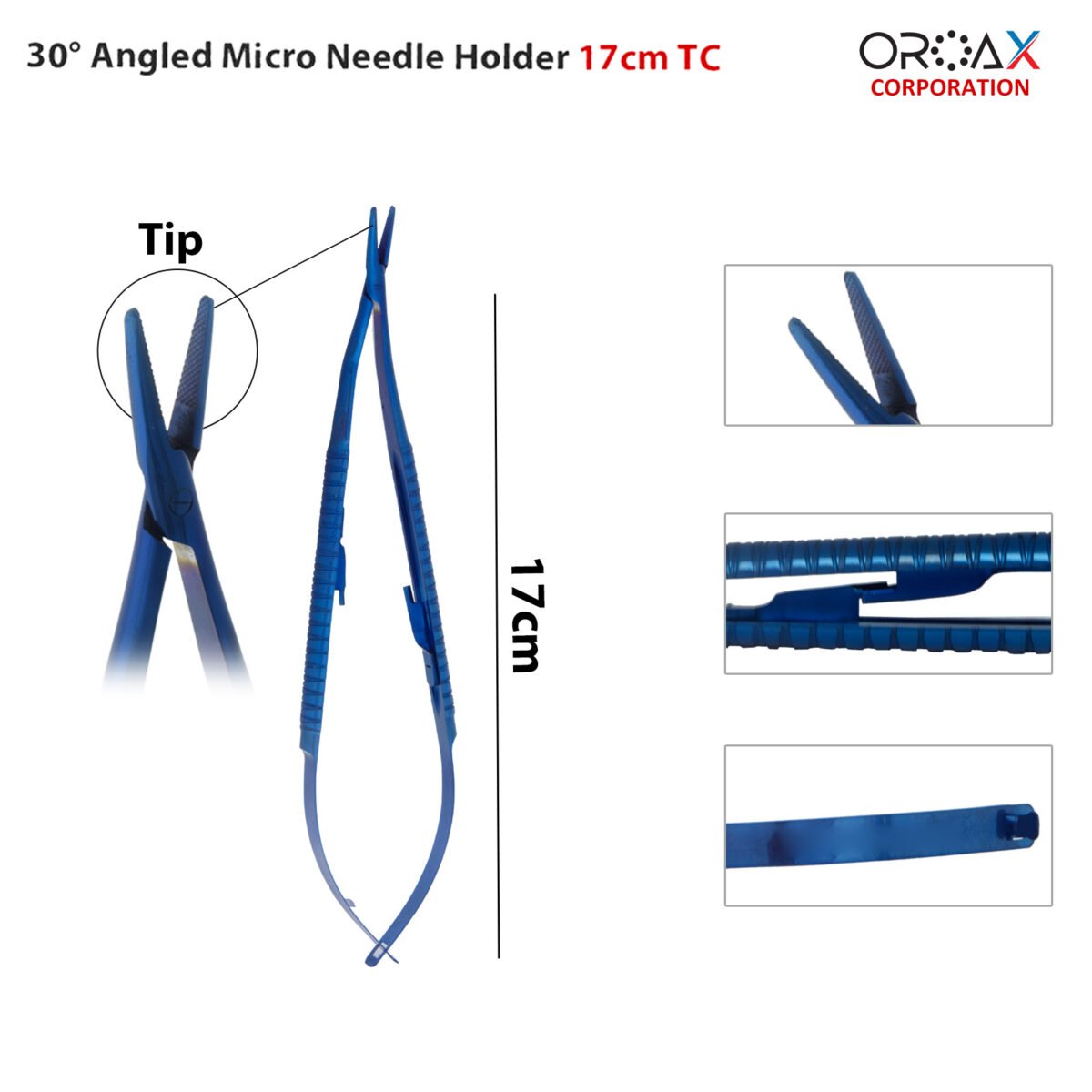 Microsurgical 30°Angled Needle Holder TC 17cm - Image 3