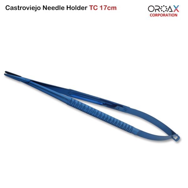 Castroviejo Needle Holder Straight TC 17cm Blue Titanium Coated