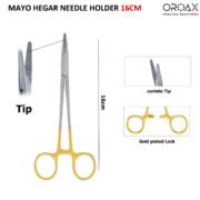 Castroviejo Mayo Hegar Needle Holder TC 16cm Tissue Holding Tool - Image 3