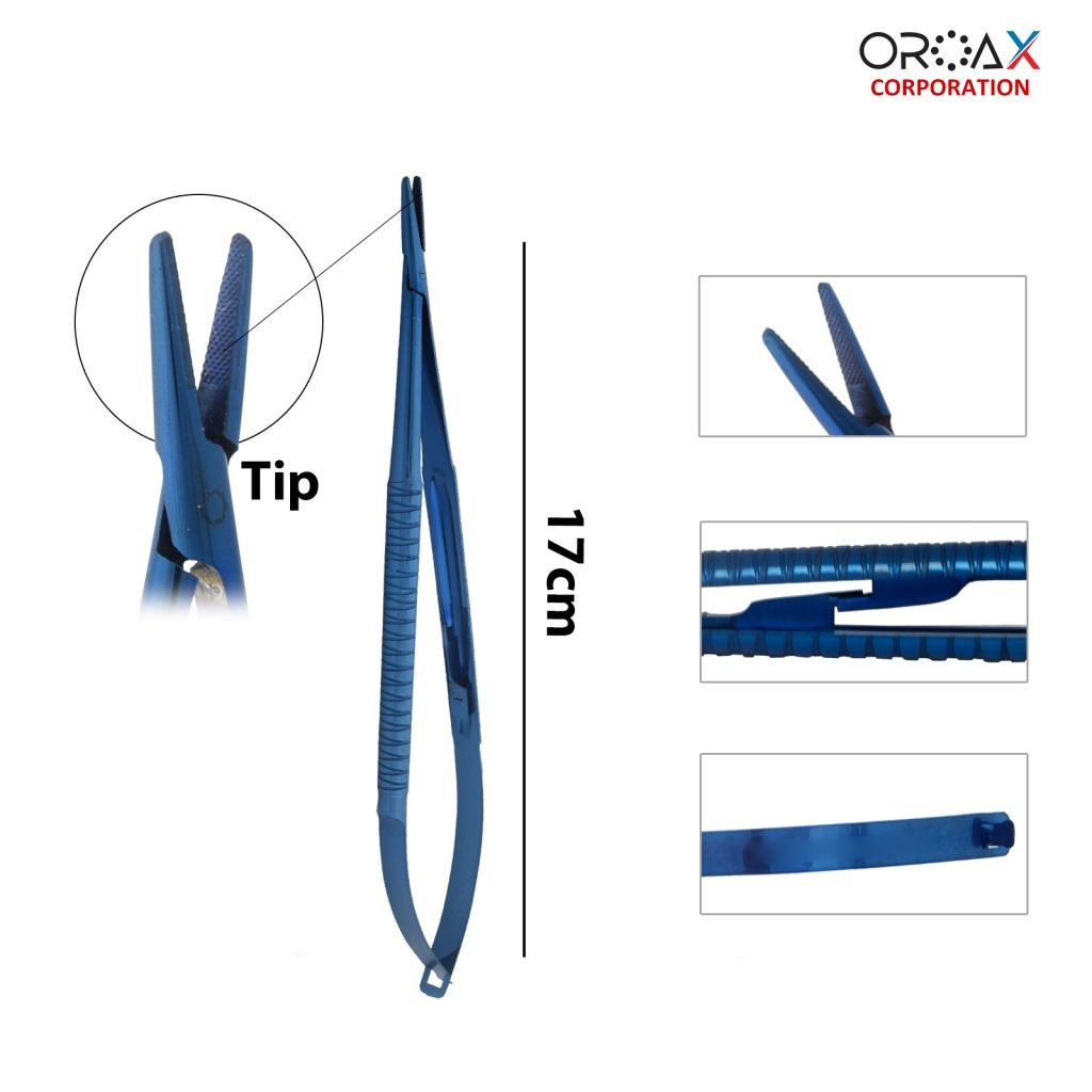 Castroviejo Needle Holder Straight TC 17cm Blue Coated
