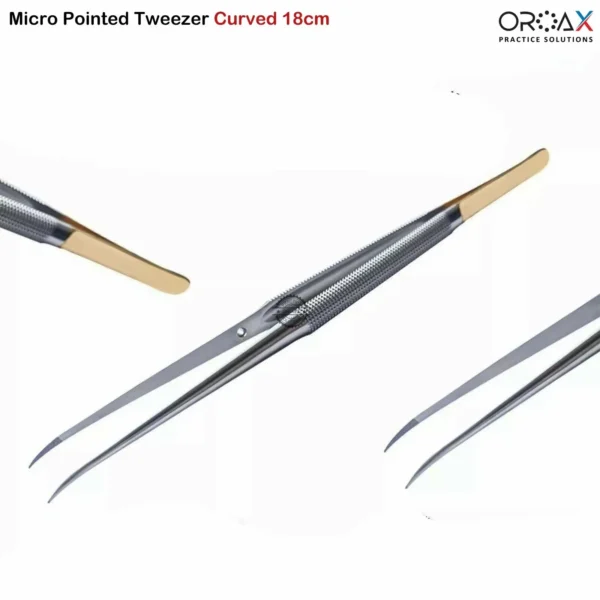 Micro Pointed Tweezer Curved 18CM Dressing Forceps Serrated Surgical Tools