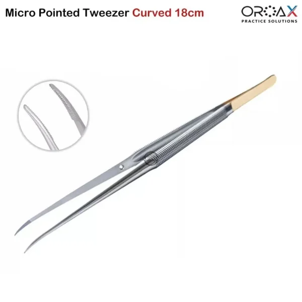 Micro Pointed Tweezer Curved 18CM Dressing Forceps Serrated Surgical Tools