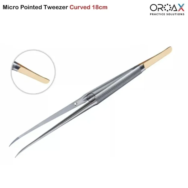 Micro Pointed Tweezer Curved 18CM Dressing Forceps Serrated Surgical Tools