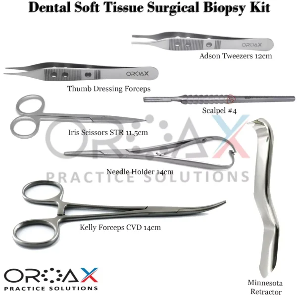 Dental Biopsy Kit :Thumb Dressing Tweezer,Scalpel,Kelly Forceps