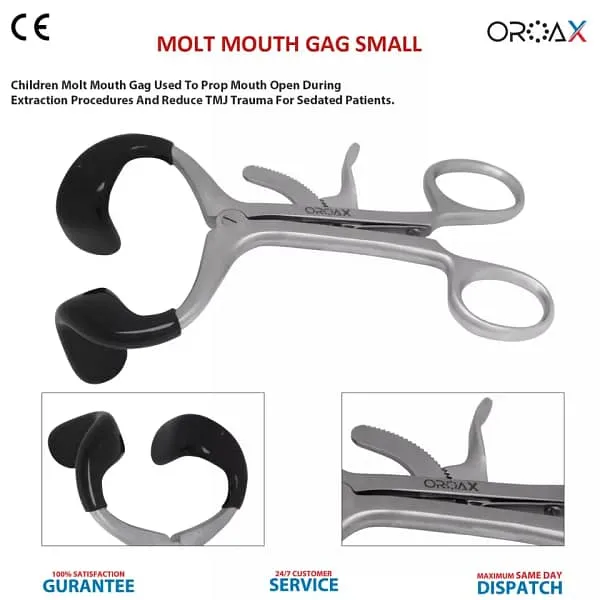 2pcs Molt Mouth Gag 3.5" & 5.5" Black Stainless Steel