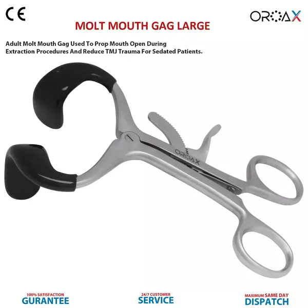 2pcs Molt Mouth Gag 3.5" & 5.5" Black Stainless Steel