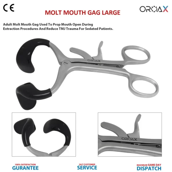 Dental Molt Mouth Gag Minnesota Retractor Set of 3