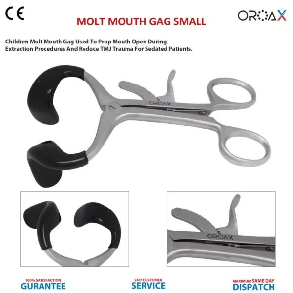 Dental Molt Mouth Gag Minnesota Retractor Set of 3