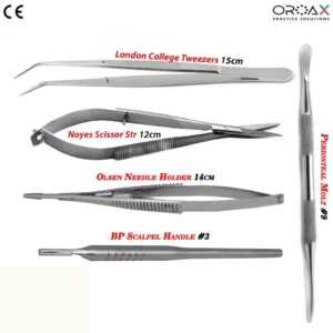 Surgical Instrument Set – Scissors, Tweezer, Castroviejo, & Scalpel Handle